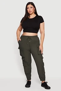 Plus High Waisted Multi Pocket Cargo Joggers
