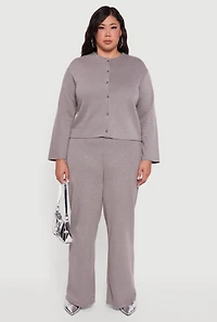 Womens Plus Size Classic Fit Button Front Cardigan, Grey, Size 2X