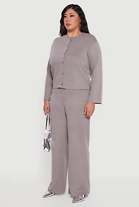 Womens Plus Size Classic Fit Button Front Cardigan, Grey, Size 3X