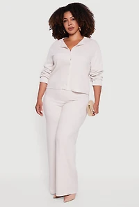 Womens Plus Size Classic Fit Button Front Cardigan, Beige, Size 3X