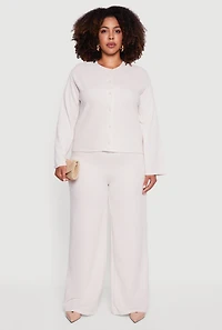 Womens Plus Size Classic Fit Button Front Cardigan, Beige, Size 3X