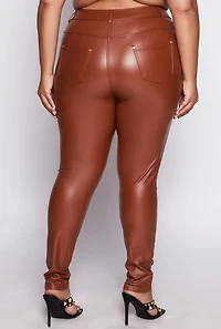 Plus Faux Leather High Waist Pants