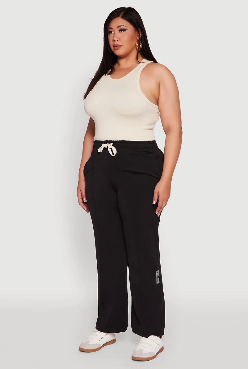 Womens Plus Size 2007 Flawless Wide Leg Sweatpants, Black, Size 2X