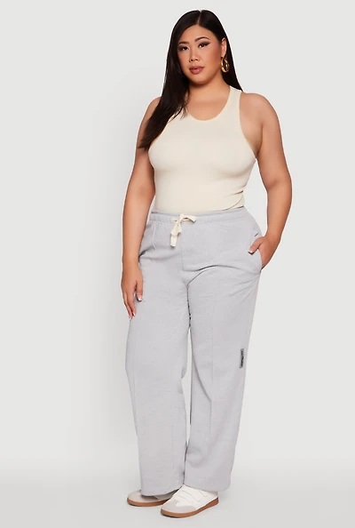Womens Plus Size 2007 Flawless Wide Leg Sweatpants, Grey, Size 1X