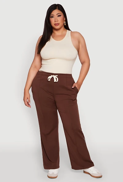 Womens Plus Size 2007 Flawless Wide Leg Sweatpants, Brown, Size 3X