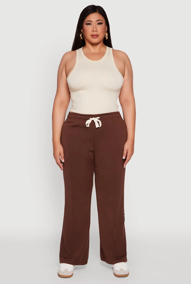 Womens Plus Size 2007 Flawless Wide Leg Sweatpants, Brown, Size 1X