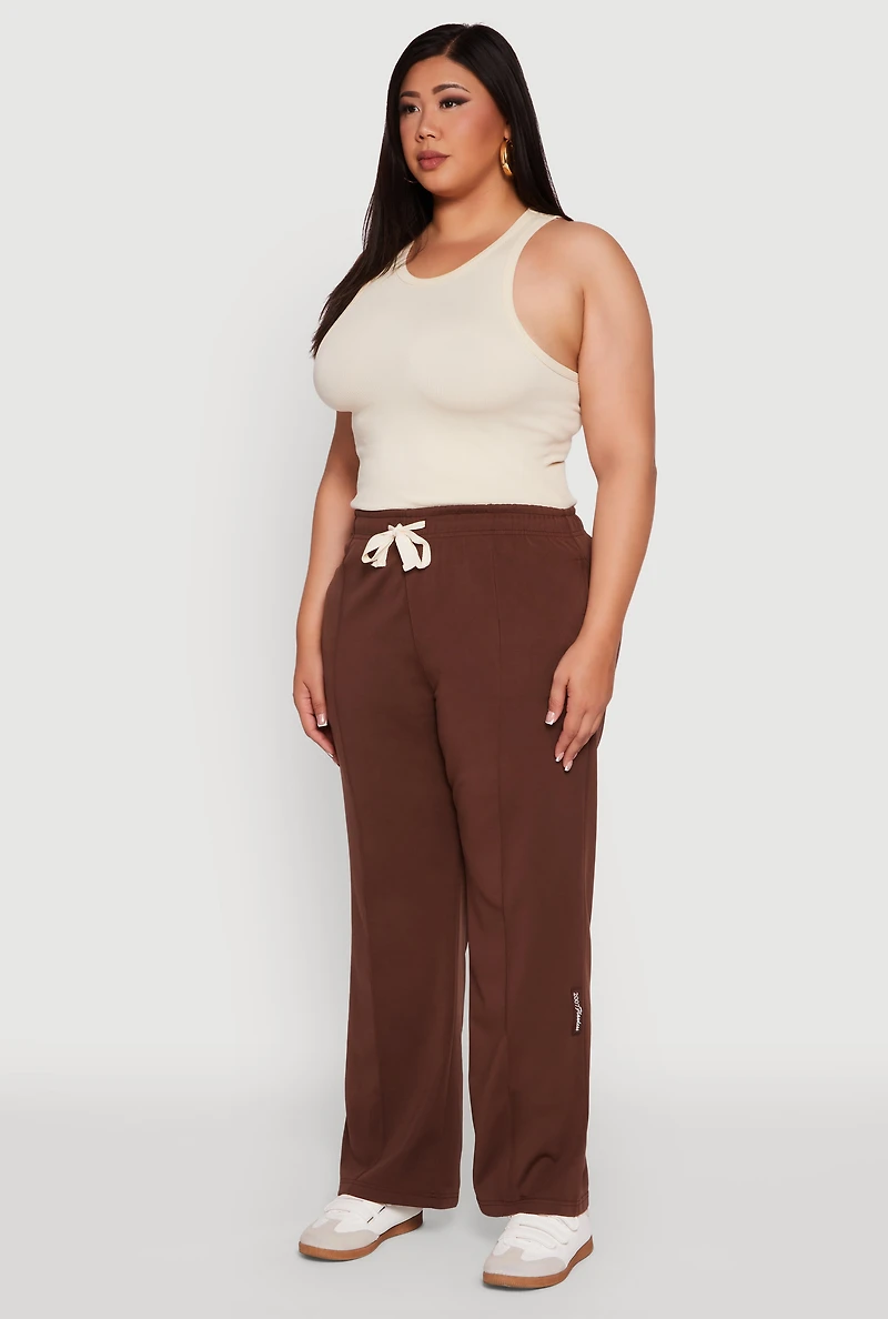 Womens Plus Size 2007 Flawless Wide Leg Sweatpants, Brown, Size 1X
