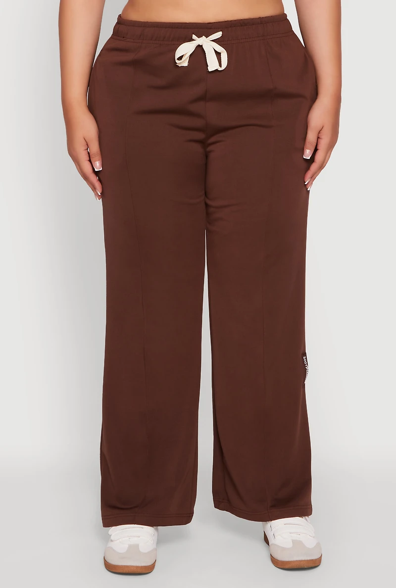 Womens Plus Size 2007 Flawless Wide Leg Sweatpants, Brown, Size 1X