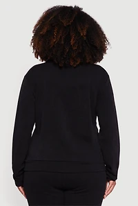 Womens Plus Collared V-Neck Pullover Sweater,