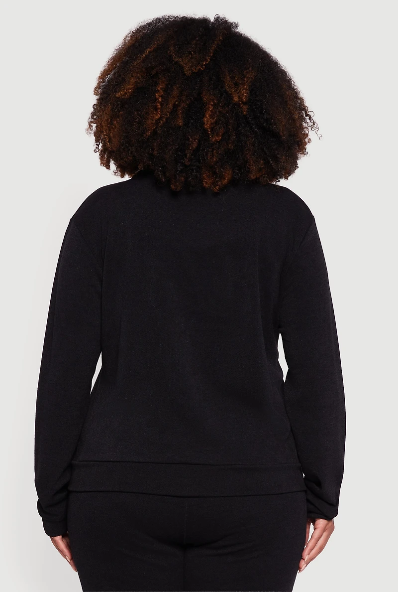 Womens Plus Size Collared V-Neck Pullover Sweater, Black, Size 3X
