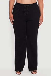 Womens Plus High Waisted Straight Leg Casual Pants, 2X