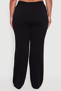 Womens Plus High Waisted Straight Leg Casual Pants, 2X
