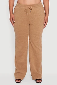 Womens Plus Size High Waisted Straight Leg Casual Pants, Khaki, Size 2X