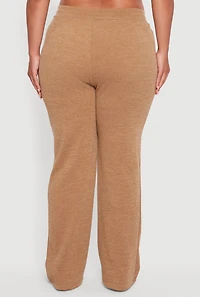 Womens Plus Size High Waisted Straight Leg Casual Pants, Khaki, Size 2X