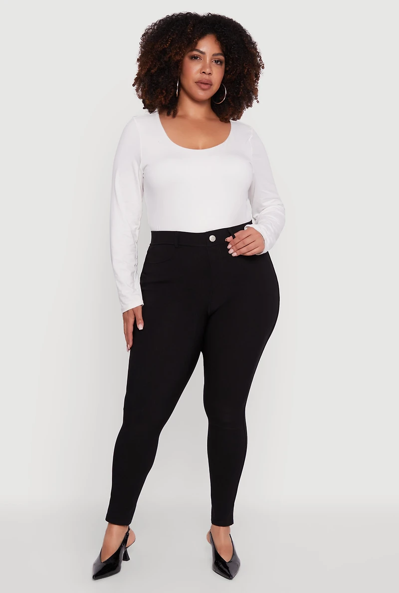 Plus Scuba High Waisted Push Up Dress Pants