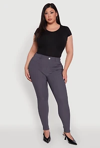 Plus Scuba High Waisted Push Up Dress Pants
