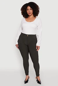 Womens Plus Scuba High Waisted Push Up Dress Pants, 2X
