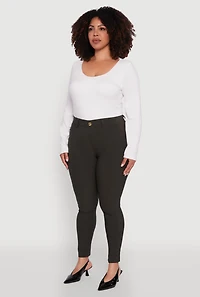 Womens Plus Scuba High Waisted Push Up Dress Pants, 2X