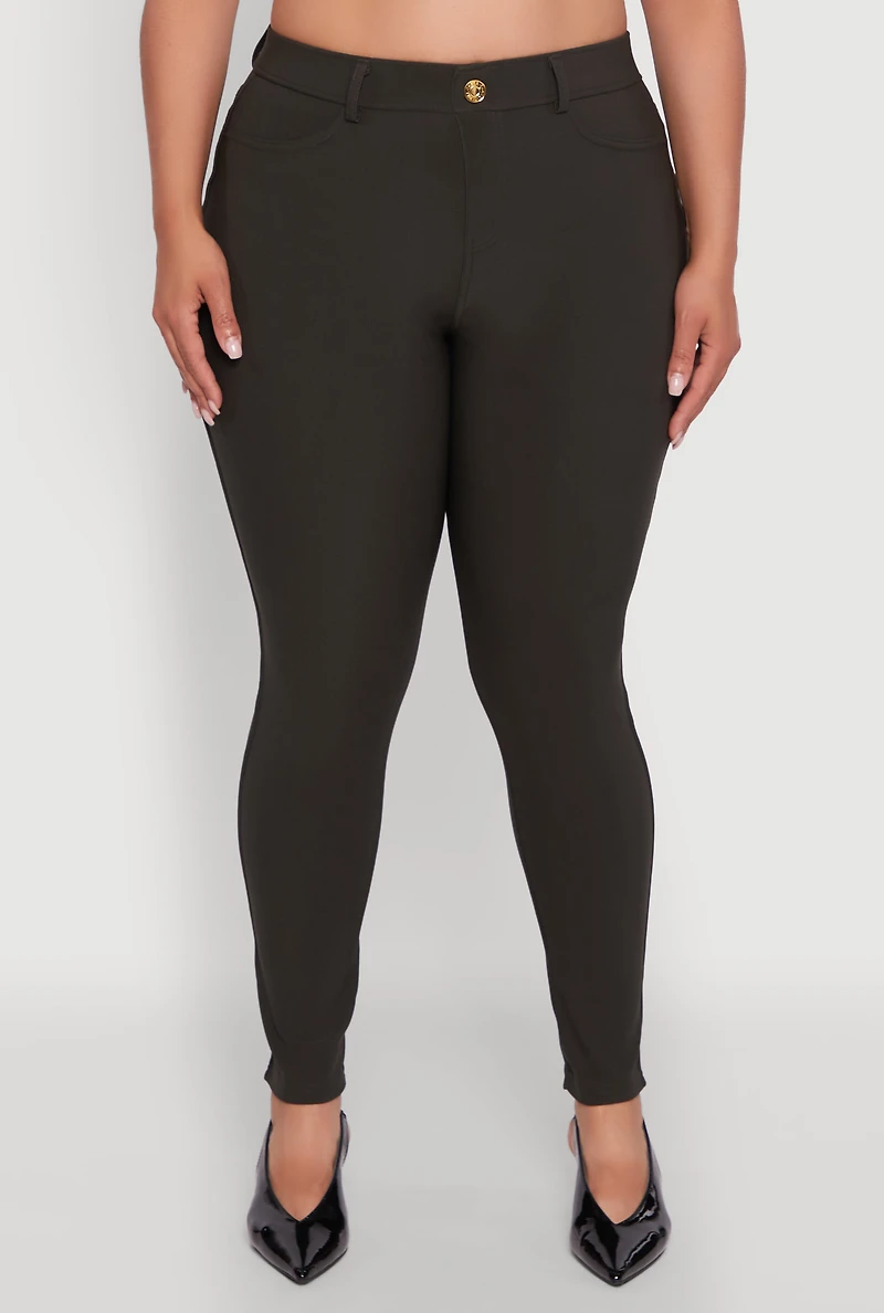 Womens Plus Scuba High Waisted Push Up Dress Pants, 2X