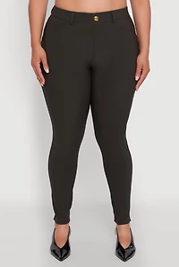 Womens Plus Scuba High Waisted Push Up Dress Pants, 2X