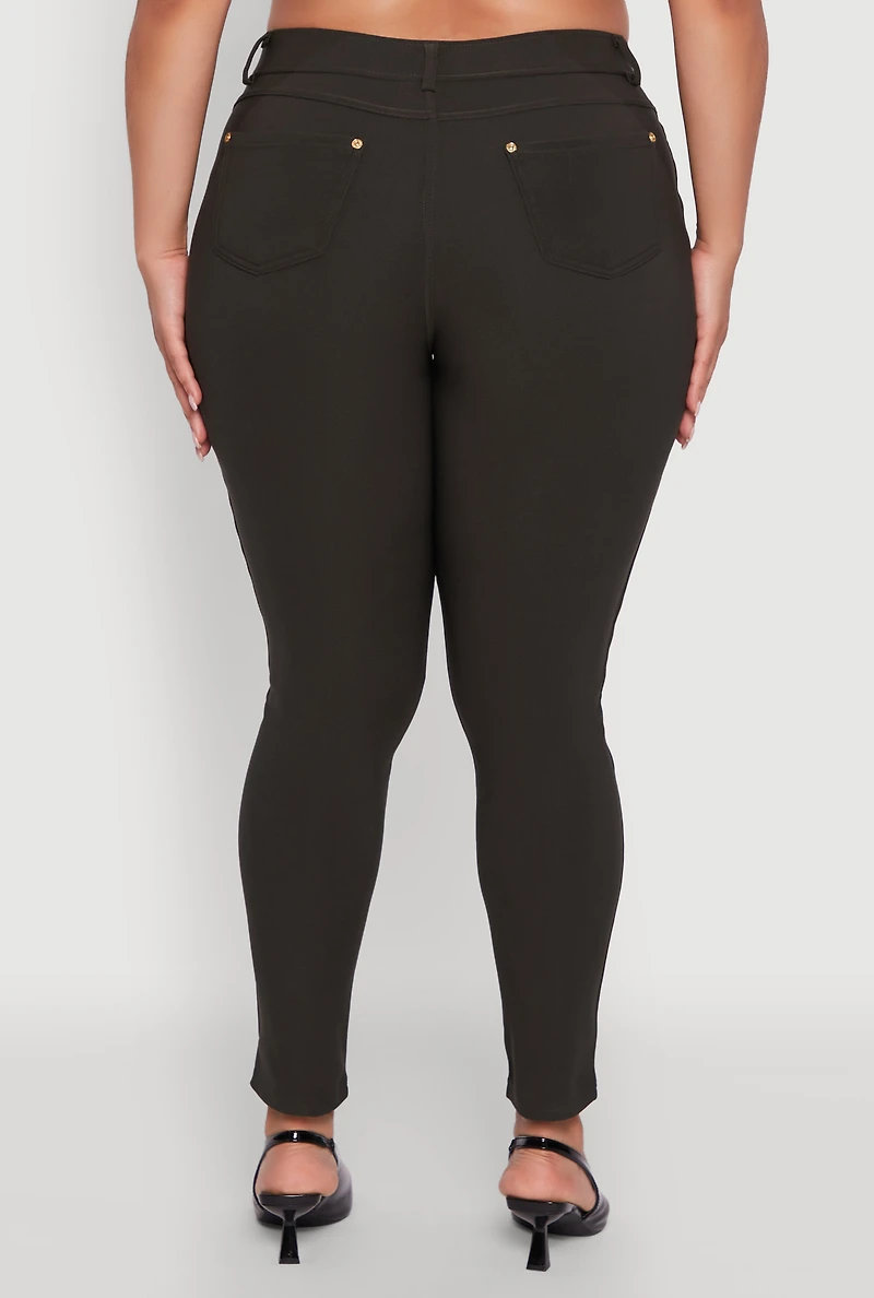 Womens Plus Scuba High Waisted Push Up Dress Pants,