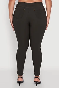 Womens Plus Scuba High Waisted Push Up Dress Pants,