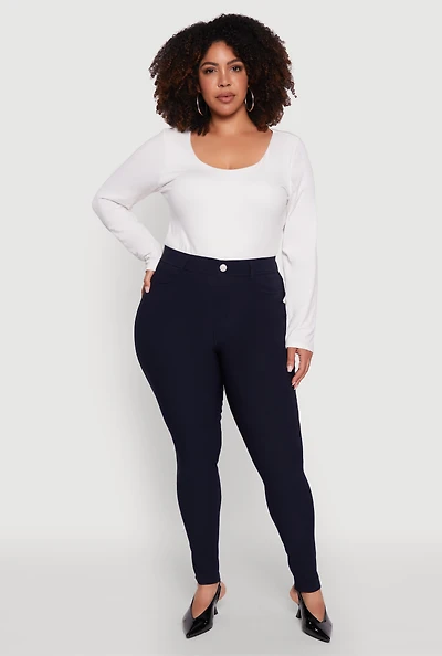 Womens Plus Scuba High Waisted Push Up Dress Pants,