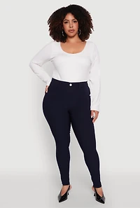 Womens Plus Size Scuba High Waisted Push Up Dress Pants, Blue, Size 2X