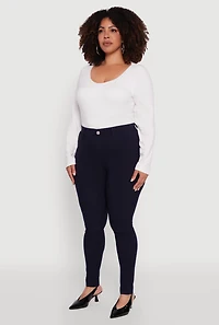 Womens Plus Scuba High Waisted Push Up Dress Pants,