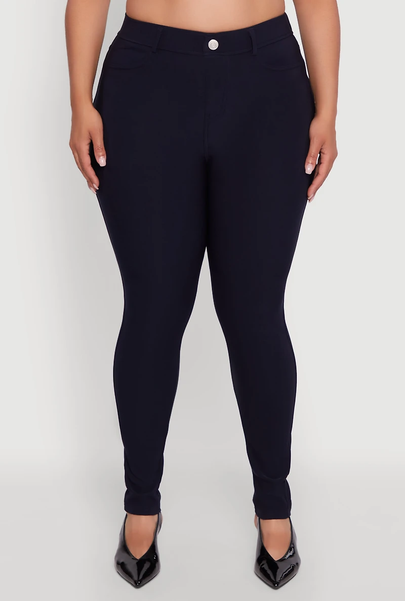 Womens Plus Size Scuba High Waisted Push Up Dress Pants, Blue, Size 2X