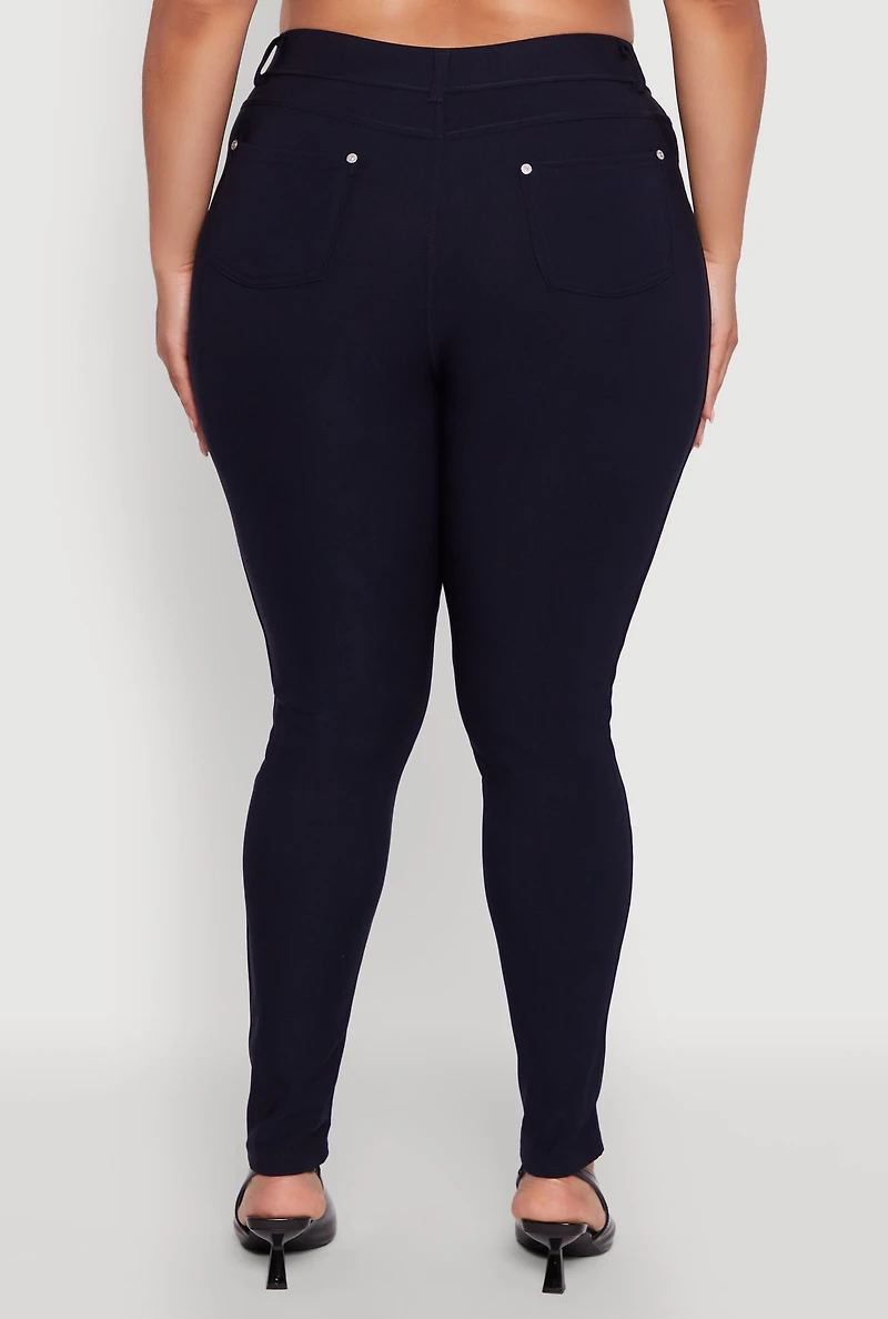 Womens Plus Size Scuba High Waisted Push Up Dress Pants, Blue, Size 2X