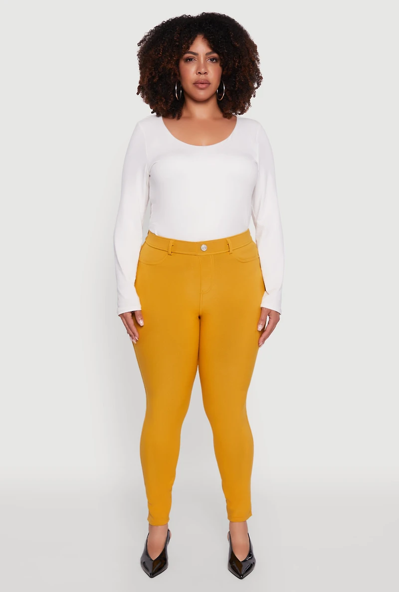 Plus Scuba High Waisted Push Up Dress Pants