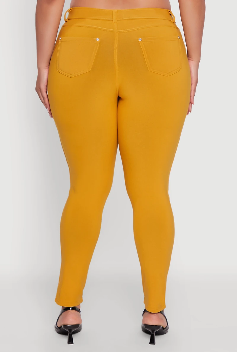 Womens Plus Size Scuba High Waisted Push Up Dress Pants, Yellow, Size 2X