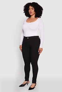 Womens Plus Size Hyper Stretch Pull On Push Up Skinny Pants, Black, Size 2X
