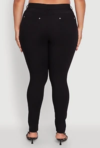 Womens Plus Size Hyper Stretch Pull On Push Up Skinny Pants, Black, Size 2X