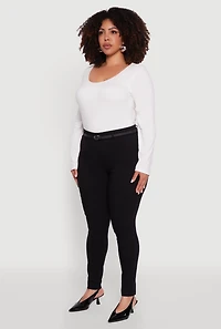 Womens Plus High Waisted Belted Dress Pants, 1X