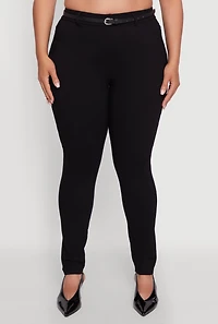 Womens Plus High Waisted Belted Dress Pants, 1X