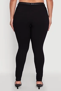 Womens Plus High Waisted Belted Dress Pants, 1X