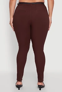 Womens Plus Size High Waisted Belted Dress Pants, Brown, Size 3X
