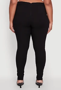 Womens Plus Skinny Leg Tie Waist Pants with Zip Back, 1X