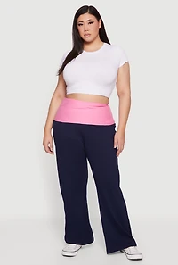 Plus Color Blocked Fold Over Lounge Pants