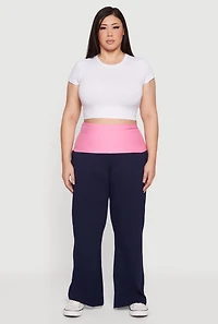 Plus Color Blocked Fold Over Lounge Pants