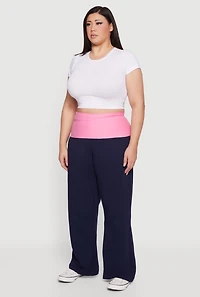 Plus Color Blocked Fold Over Lounge Pants