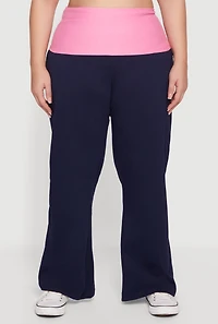 Plus Color Blocked Fold Over Lounge Pants