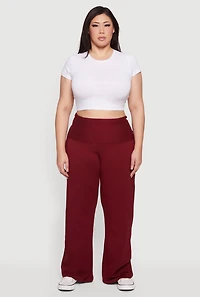Plus Fold Over High Waisted Wide Leg Pants
