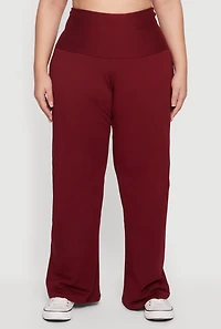 Plus Fold Over High Waisted Wide Leg Pants