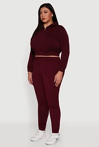 Womens Plus Size Scuba Cropped Quarter Zip Pullover Sweatshirt, Burgundy, Size 2X