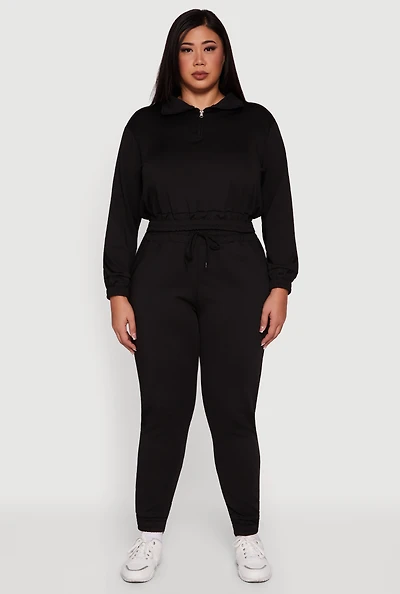 Womens Plus Scuba Drawstring Waist Joggers,