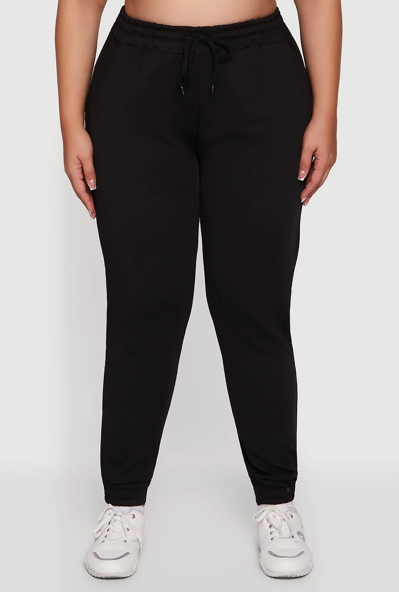 Womens Plus Scuba Drawstring Waist Joggers,