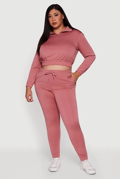 Plus Scuba Drawstring Waist Joggers